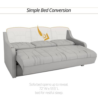 De Leon Console DX RV Sofa Bed, 72" Wide, Ultimate Leather, Ash - color: Ash, size: 72"