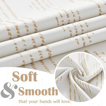 jinchan 95% Blackout Boho Kitchen Curtains 36 Inches Cafe Tier Curtains Bohemian Small Drapes for Bedroom RV Basement Half Window Room Darkening Thermal Insulated 2 Panels Beige - color: 95% Blackout | Taupe on Beige, size: 25"W x 36"L (Pack of 2)