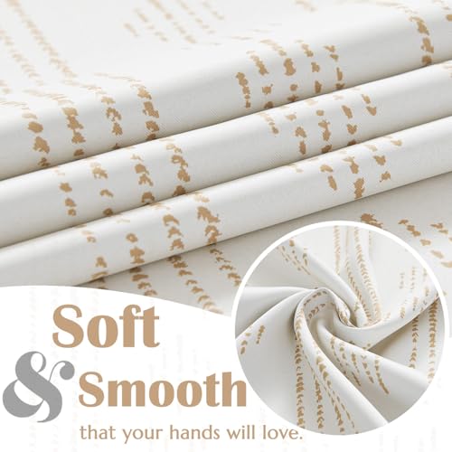 jinchan 95% Blackout Boho Kitchen Curtains 24 Inches Cafe Tier Curtains Bohemian Small Drapes for Bedroom RV Basement Half Window Room Darkening Thermal Insulated 2 Panels Beige - color: 95% Blackout | Taupe on Beige, size: 25"W x 24"L (Pack of 2)