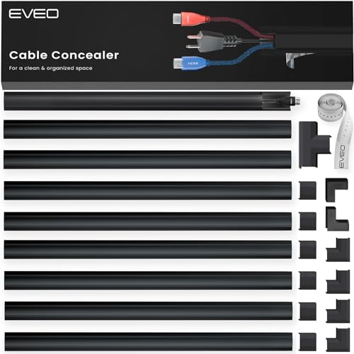 Cord Covers for Wires on Wall - 150in Cable Management Cable Hider - Cord Hiders for TV On Wall - Paintable Cable Concealer - Wire Covers for Cords - 10X (L16 x W0.95 x H0.5) - Medium | Black - color: Black, size: 150" - Medium