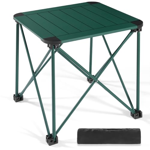 Tesouro Folding Camping Square Table with Carry Bag, Lightweight Aluminum Square Table for Outdoor, Camping, Picnic, Backyards, BBQ (Blackish Green-Small) - color: Blackish Green, size: Small