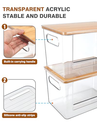 Trash Bag Dispenser 2 Pack (XL+S) - Acrylic Garbage Bags Dispenser with Bamboo Top, Trash Bag Holder Under Sink for Pantry, Kitchen, Laundry Room, Cabinet - size: XL+S-2 Pack