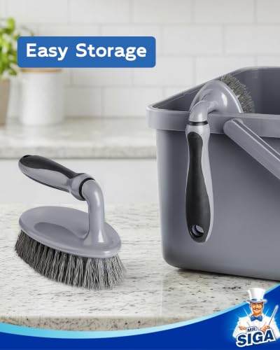 MR.SIGA Heavy Duty Scrub Brush with Comfortable Grip, Cleaning Brush for Bathroom, Shower, Sink, Floor, 2-Pack
