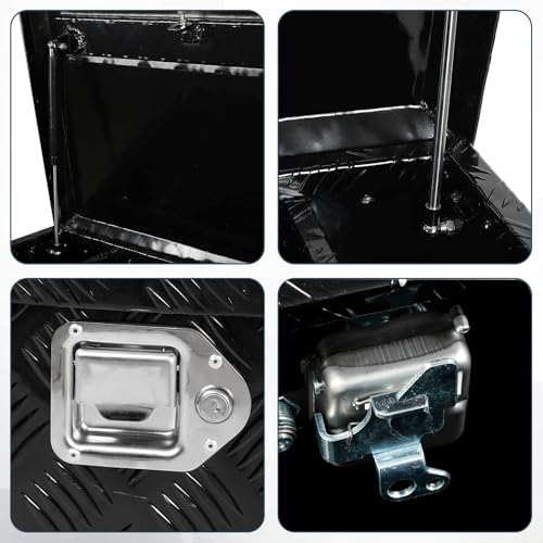 confote 71 Inch Heavy Duty Aluminum Stripes Plated Tool Box Pick Up Truck Bed RV Toolbox Waterproof Storage Organizer with Lock and Key,71"x 21"x 19"-Black