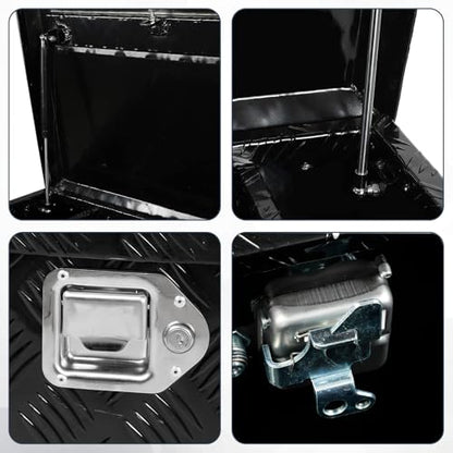 confote 71 Inch Heavy Duty Aluminum Stripes Plated Tool Box Pick Up Truck Bed RV Toolbox Waterproof Storage Organizer with Lock and Key,71"x 21"x 19"-Black