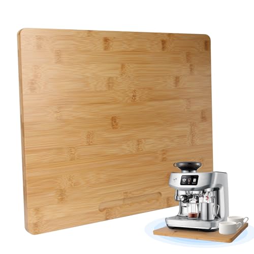Bamboo Sliding Appliance Tray,Coffee Maker Slider Tray with Rubber Wheels, Countertop Pull Out Organizer for Coffee Machines,Air Fryers and Other (Natural, Large-Wide(16" W x 13" L)) - size: Large-Wide(16"W x 13"L)