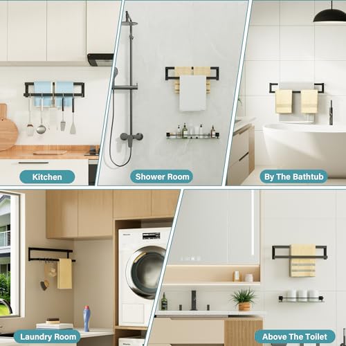 Alise Double Towel Bar, 32" Towel Racks for Bathroom Wall Mounted SUS304 Stainless Steel, Quick Drying Bathroom Towel Holder, Long Heavy Duty Towel Hanger, Matte Black - color: Matte Black, size: 32-inch