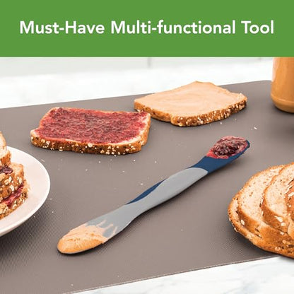 Tovolo Scoop and Spread Large Dual End Silicone Sandwich Spreader Tool with Nylon Handle, BPA Free Dishwasher Safe Silicone and Nylon Tool for Spreading and Scooping, Deep Indigo and Oyster Gray - color: Deep Indigo, size: Large