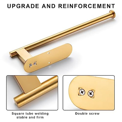 Honmein Paper Towel Holder, Upgrade SUS304 Stainless Steel Paper Towel Holder Under Cabinet, Bend-Resistant, Self-Adhesive or Drill mounting (Gold) - color: Gold