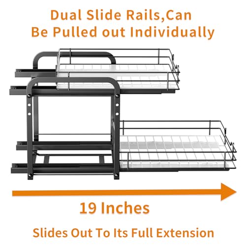 RCHYFEED Spice Rack Organizer for Cabinet, 2 Tier Slide out Spice Organization for Inside Cabinets & Pantry, Heavy Duty Adjustable Metal Spice Racks for Seasoning Organizer (13.5" Wx10.5 Dx9.5 H) - size: 2 Tier-13.5''Wx10.5''Dx9.5''H