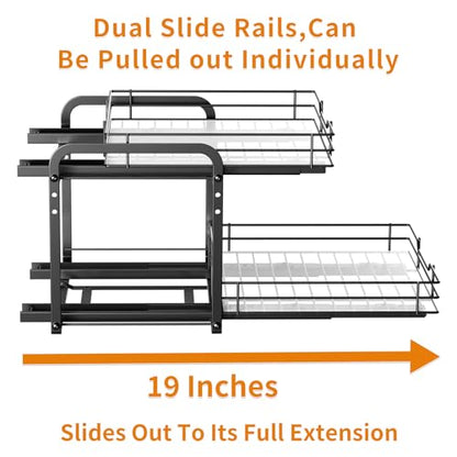 RCHYFEED Spice Rack Organizer for Cabinet, 2 Tier Slide out Spice Organization for Inside Cabinets & Pantry, Heavy Duty Adjustable Metal Spice Racks for Seasoning Organizer (13.5" Wx10.5 Dx9.5 H) - size: 2 Tier-13.5''Wx10.5''Dx9.5''H
