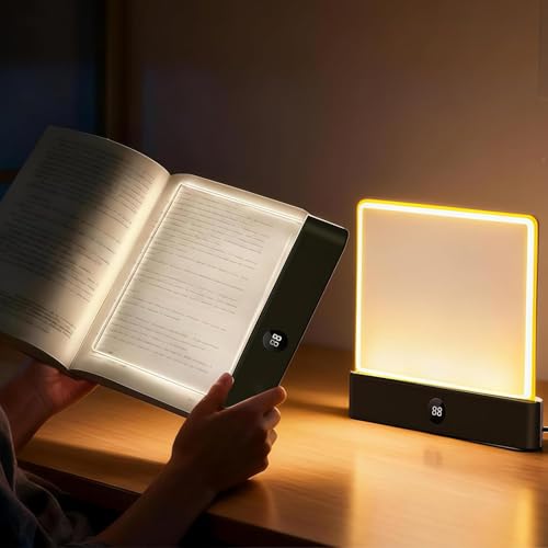 Black Smart Led Reading Light, Book Light Treasure Box, Rechargeable Clear LED Flat Reading Light with 3 Colors & Timer, Doodleable Study Lamp, The Quiet Reader's Dream Lights - color: Black