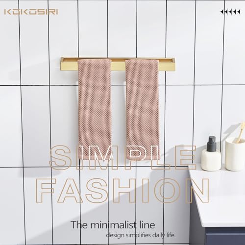 KOKOSIRI Towel Bar Brushed Gold Bath Towel Holder 16 Inch Kitchen Towel Hanger Rack Stainless Steel Bathroom Hardware Wall Mounted, 1 Pack B4008BG-L16 - color: Brushed Gold, size: 16-Inch