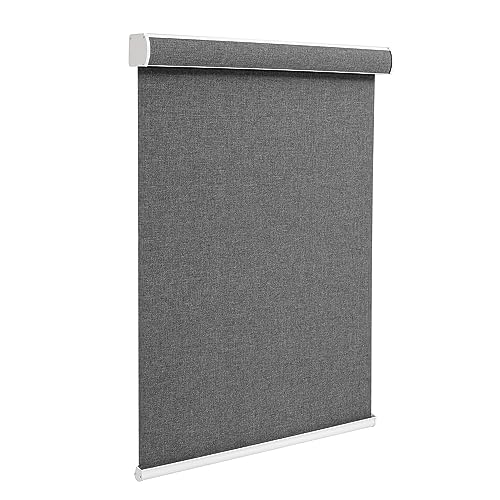 Changshade Custom Size Cordless Roller Shades with Valance, Blackout Roller Shades for Windows Roll-up Fabric Blinds with Thermal Insulated for French Door, Easy Installation Deep Grey - color: Blackout-charcoal Grey