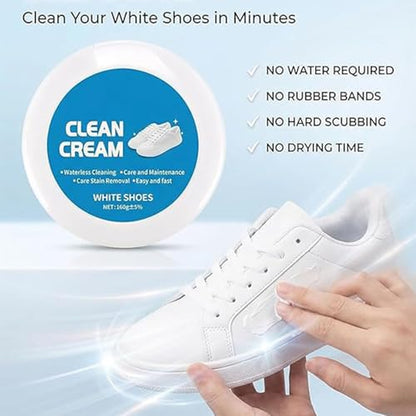 White Shoe Cleaner Cream, Multipurpose No-Wash Solid Cleaning Paste with Sponge Removes Stains & Dirt (blue)