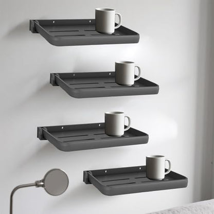 4 Pcs RV Aluminum Fold-Down Wall Shelf Foldable Wall-Mounted Hidden Shelf Compact RV Furniture Parts Hardware for Inside Camper Storage