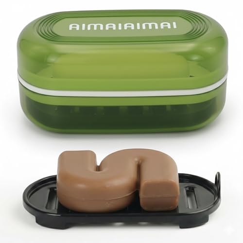 AIMAIAIMAI Soap Holder - Portable Travel Soap Case with Draining Layer - Perfect for Bathroom, Gym, Camping, Traveling (Green) - color: Green Style a