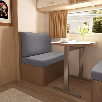 FUANGUI RV Dinette Cushion Covers Stretch Camper Cushion Cover Booth Seats Replacement RV Cushion Covers Washable Sofa Furniture Protector (Dark Gray, 2 Bench Cover & 2 Backrest Cover) - color: Dark Gray