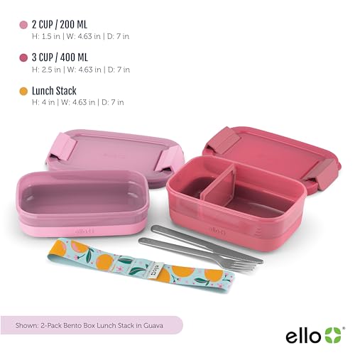 Ello Lunch Stack Bento Box, 2-Pack Guava One Size - color: Guava