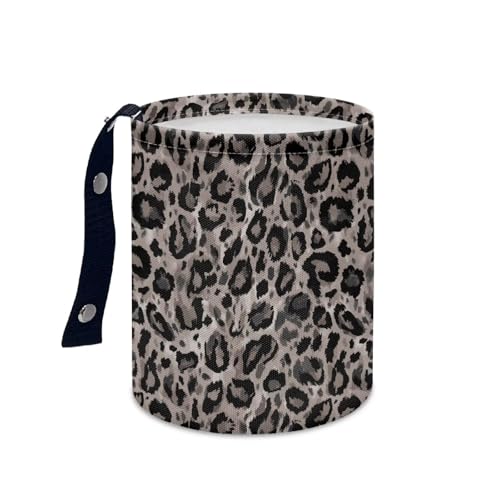 Renewold Leopard Gray Car Trash Can Bin Automotive Front Back Seat Garbage Cans Vehicle Trash Bag with Adjustable Button Straps Auto Waster Container Camping Hiking Beach Storage Bag Waterproof - color: Leopard Gray