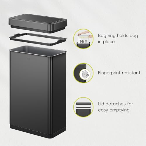 EKO Mirage X 80 Liter / 21.1 Gallons Motion Sensor Trash Can, Automatic Large Kitchen Trash Can Touchless, Stainless Steel, Matte Black - size: Mirage 80L - Matte Black