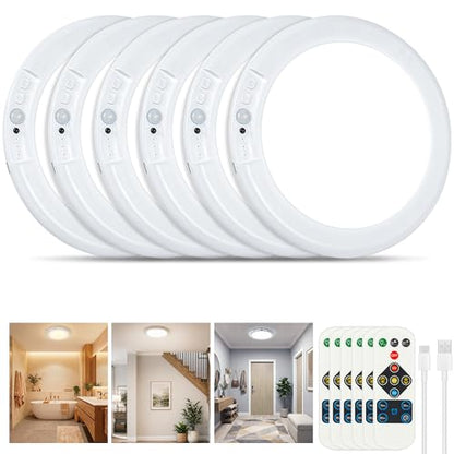 Rechargeable Ceiling Light 6 Pack, No Wiring Magnetic Motion Sensor Ceiling Light with Remote, Battery Operated LED Dimmable Ceiling Lights for Closet Shower Bathroom Hallway Pantry Shed Porch Stairs - size: 6 PACK