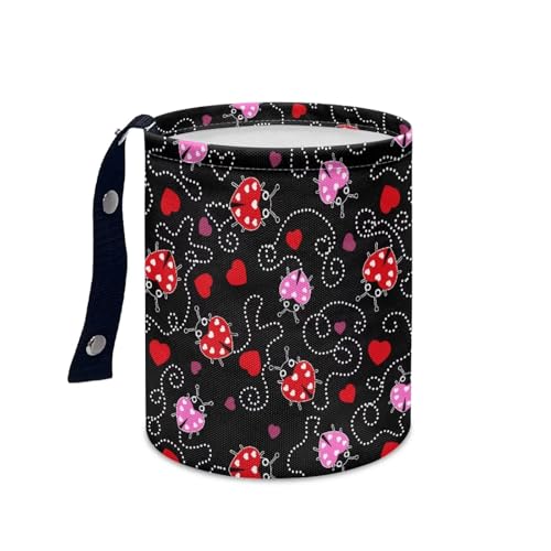 Renewold Car Trash Can Ladybug Print Car Trash Bag Hanging with Adjustable Straps Foldable and Portable Garbage Bin Bedroom Camping Picnic Hiking Beach Storage Orgainzer Desktop Bag Waterproof - color: Ladybug