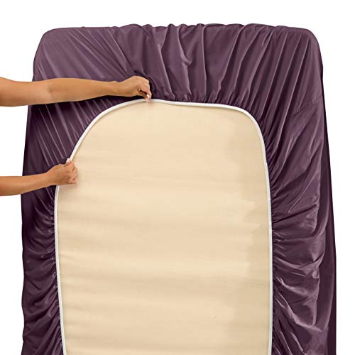 Hearth & Harbor Twin Size Sheets - 3 Piece Bed Sheet Set, Hotel Luxury Double Brushed Bed Sheets - Extra Soft Bedding Sheets & Pillowcases, Twin, Purple - color: Purple, size: Twin