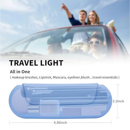 AGIKET 2 IN 1 Silicone Makeup Brush Holder with Beauty Make Up Sponge Holder Case：Soft Portable Cosmetic Face Brushes Holder with Upgrade Anti-Fall Out Magnetic Closure - Blue - color: Blue, style: Brush Holder & Case