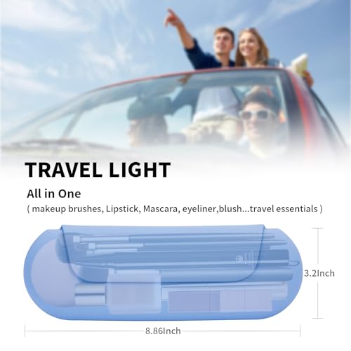 AGIKET Silicone Makeup Brush Holder Travel Cosmetic Bag：Soft Portable Cosmetic Face Brushes Holder with Upgrade Anti-Fall Out Magnetic Closure, Large Travel Makeup Brush Case - Blue - color: Blue, style: Brush Holder
