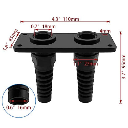 ISURE MARINE PG16 Cable Gland with Anodized Aluminum Base Antirust Anti-corrosive Waterproof IP68 Nylon Joint Adjustable Locknut for 8-14mm Wire Thread Integrated Two Cable Gland