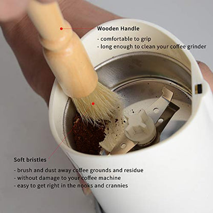 Espresso Machine Cleaning Brush Set - CAFEMASY 5 Pieces Coffee Cleaning Brush Natural Bristles Wooden Brush for Coffee Grinder and Nylon Brush for Espresso Machine Cleaning