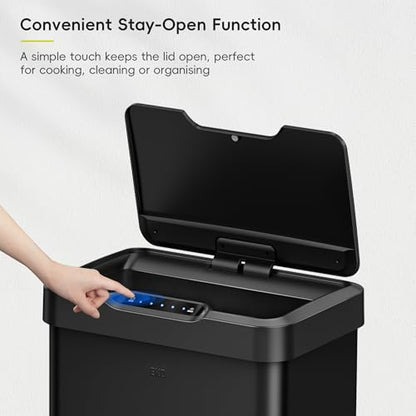 EKO Mirage-T 50 Liter / 13.2 Gallon Touchless Rectangular Motion Sensor Trash Can, Brushed Stainless Steel Finish (Matte Black) - size: Mirage 50L - Matte Black