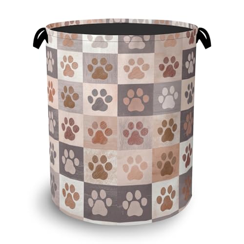 Colorful Dog Cat Laundry Basket,Paws Foldable Oxford Cloth Tote Bag Laundry Hamper Clothes Storage Bucket Organizer for Bedroom Laundry Storage Dormitories 16" x 20.8" - color: Colorful Dog Cat Paws