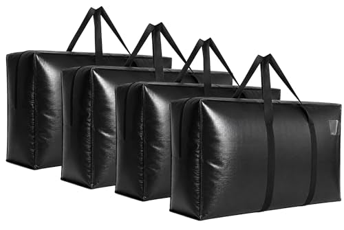 Extra Large Storage Bags, Jumbo Moving Tent Storage Bags, Waterproof Foldable Big Black XXL Duffle Bag for Travel, 42x23x13.5inch - 4PACK - color: Black-4 PACK, size: 42"L x 13.5"W x 23"H