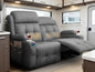 Reclining Loveseat, 55.1" RV PU Leather Wall Hugger Recliner Love Seats Sofa with Charging Station, Removable Armrest, Cup Holder, Double Recliners Couch, Manual Love Seat for Living Room - color: Dark Gray, size: Hera - Loveseat