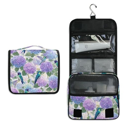Flower Floral Hummingbirds Hanging Toiletry Makeup Bag Travel Organizers Toiletries Cosmetics Bag for Women Men - color: Flower Hummingbirds