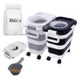 SEWIU 2pack 25 lbs Dog Food Storage Container,Collapsible Dog Food Container with Scoop,Pet/Dog/Cat/Bird Food/Cat litter Storage Containers to Keep Dry,Easy to Move.(Black+white) - color: 2-25LB-black&white