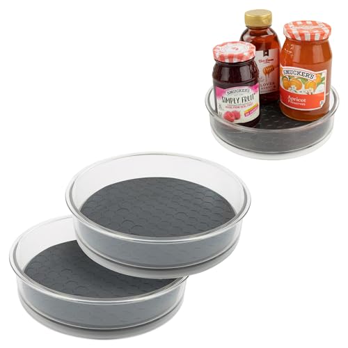 Spectrum Small Lazy Susan Organizer 7in for Cabinets Refrigerator Pantry Table Pack of 2, Rotating Storage Spice Rack Turntable for Sauces Jams or Tiny Jars, Spinning Fridge Organizer, Charcoal Gray - size: Small