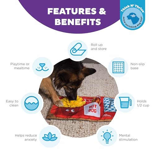 Outward Hound by Nina Ottosson Activity Matz Fast Food Fun Plush Dog Puzzle Mat Dog Enrichment Dog Toy, Level 2 Intermediate, Multicolored - color: Activity Matz Fast Food