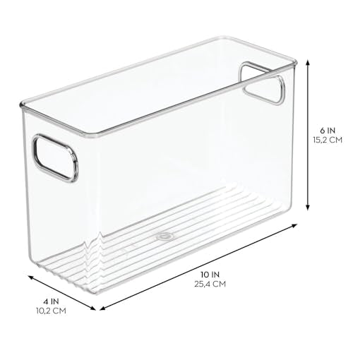 iDesign Slim Clear Plastic Storage Bin, Tall Narrow, 4-Pack | Organizer for Kitchen, Fridge, Pantry - style: Pack of 4