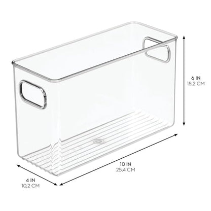 iDesign Slim Clear Plastic Storage Bin, Tall Narrow, 4-Pack | Organizer for Kitchen, Fridge, Pantry - style: Pack of 4