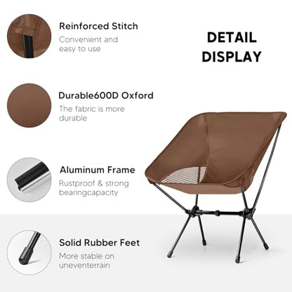 Lightweight Portable Camping Chair - Folding Backpacking Hiking Chair with Carry Bag for Outdoor Travel, Beach, Picnic, Festival (Brown) - color: Brown