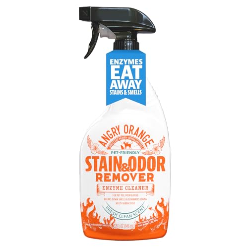 ANGRY ORANGE Cat Urine Odor Eliminator & Stain Remover, Pet Stain Enzyme Cleaner Spray for Dog & Cat Pee - Fresh Scent - 32 oz - size: 32 Fl Oz (Pack of 1)