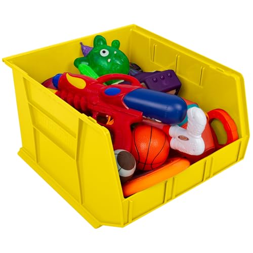 Akro-Mils 30270 AkroBins Plastic Storage Bins, Space-Saving Stackable Bins for Garage, Pantry, Craft Organization, 18" x 16" x 11", Yellow, 3-Pack - color: Yellow