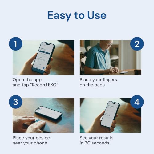 KardiaMobile 1-Lead EKG Monitor, Medical-Grade FDA-Cleared Personal Heart Monitor, Detects Normal, AFib & Arrhythmias, 30 Second Results, Works with Smartphones, Pocket Size, No Subscription Required