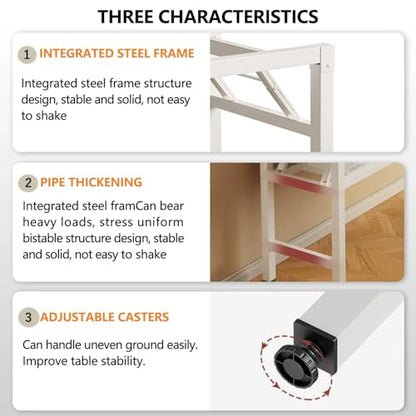 31.5 Inch Folding Table，Square Folding Desks for Small Space,Small Foldable Desk No Assembly,White. - color: Frame：white/Board：white, size: 31.5" x 19.7"
