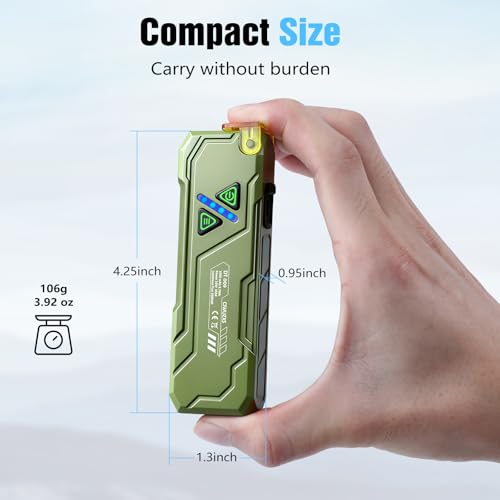 EDC Rechargeable Flat Flashlight 1000 Lumens White LED/UV/RGB Ambient Signaling Flashlights, Magnetic Clip on Pocket Light for Outdoors, Emergency, Working (1, Green, Compact) - color: Green