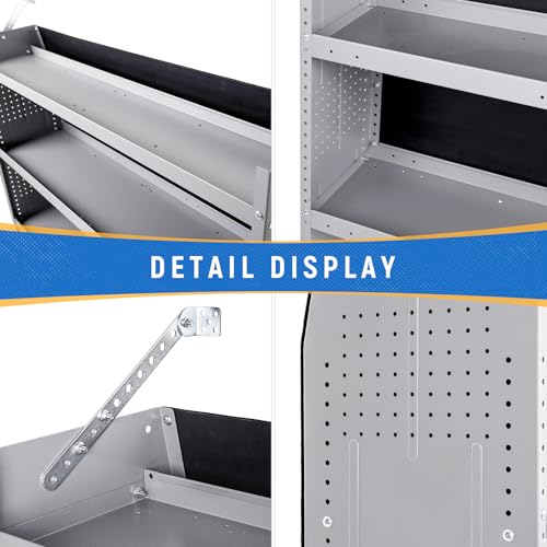 AA Products Inc. SH-4303(3) Steel Van Shelving Storage System Fits for NV200, Transit Connect 2014+ and Chevy City Express, Set of 3 Van Shelving Unit, 32" W x 43" H x 13" D