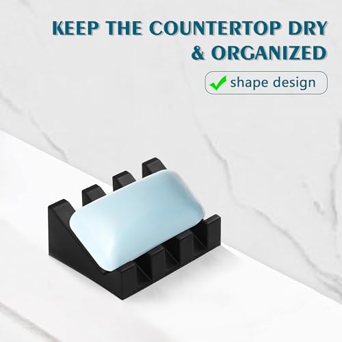 Soap Dish Holder for Shower with Suction Cup, Silicone Soap Holder & Saver Self-Draining Bar Soap Dish Keeps Soap Dry for Bathroom, Kitchen, Bathtub, Extends Soap Life (Black-4Pack) - color: Black - 4 Pack